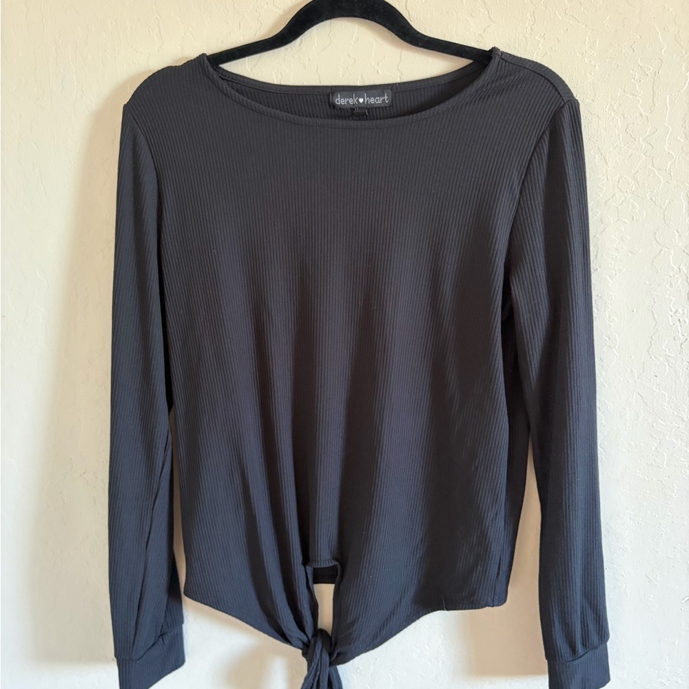 Derek Heart Tie-Front Long Sleeve Top